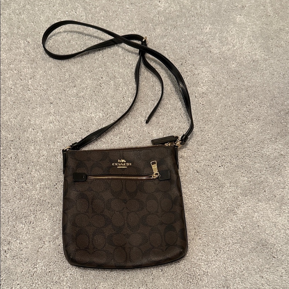 Coach Dark Brown Signature Crossbody Bag